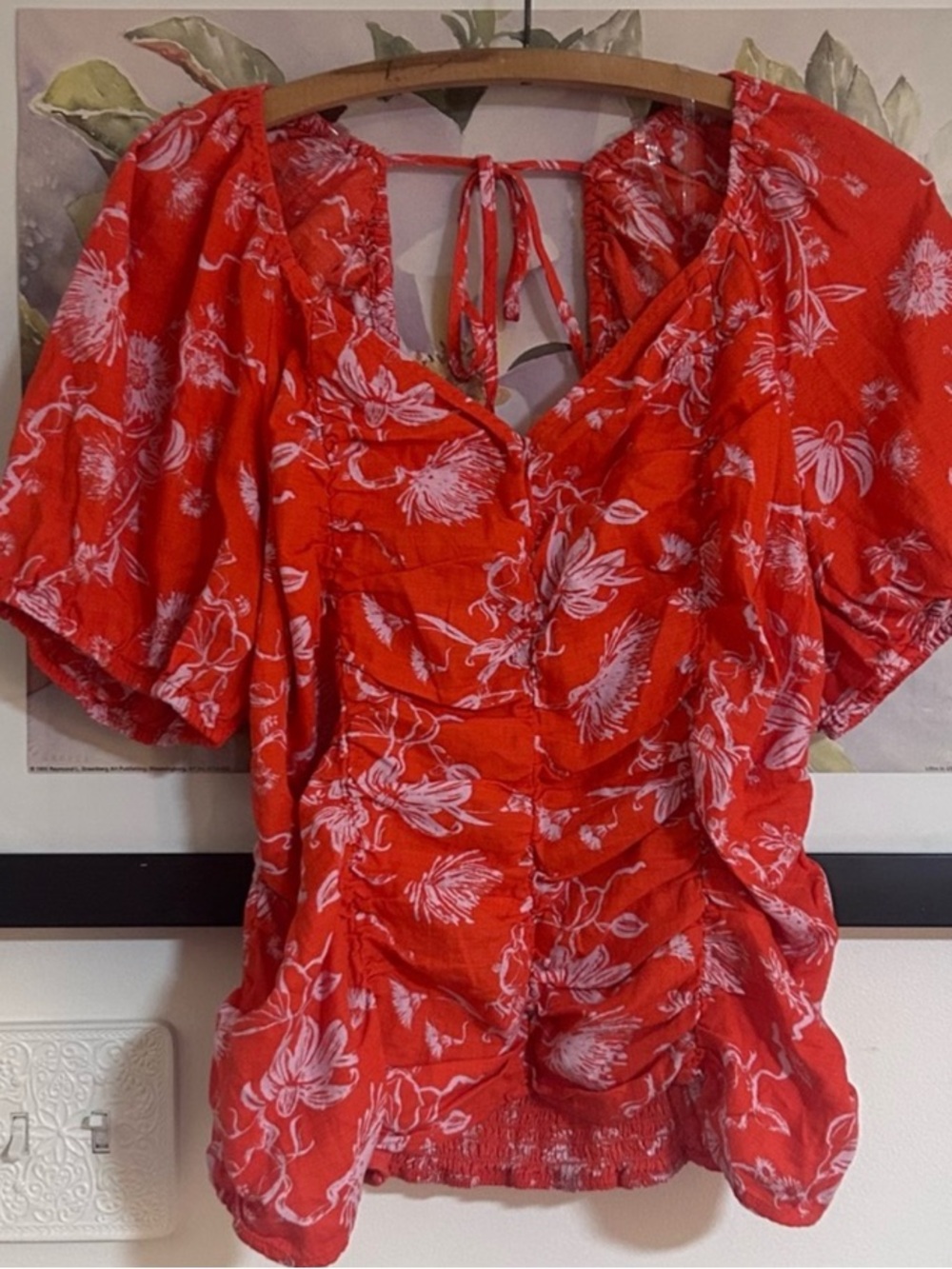 Floral Red Women's Plus Size Top